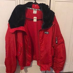 Red   Puffer jacket  pink by victoria secret